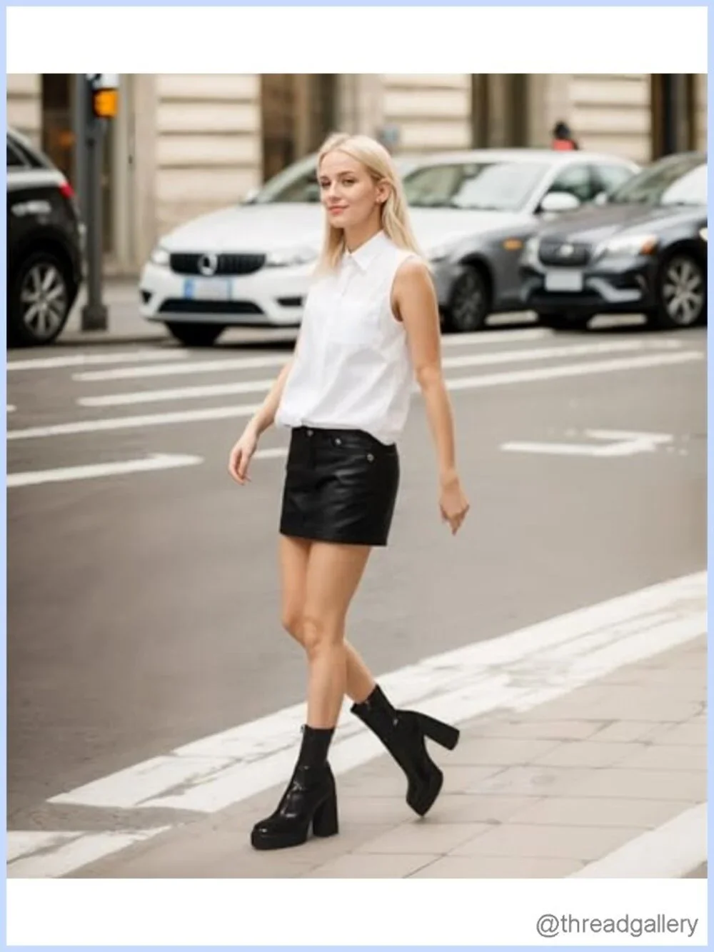 Women's Platform Ankle Boots Chunky High Heel Square Toe Stretchy PU Go-Go